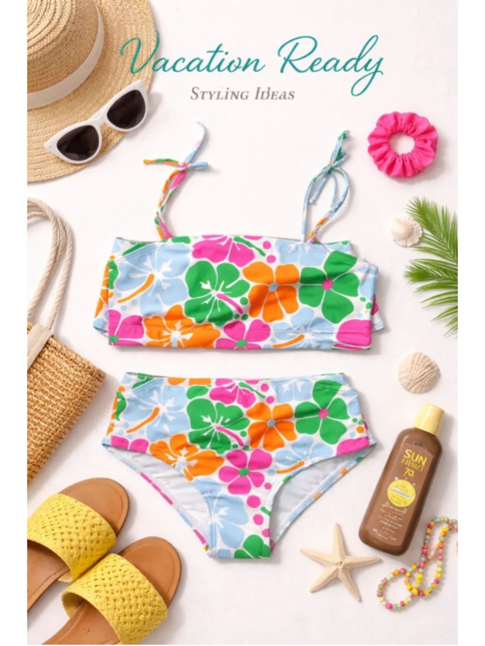 Cotton On Kids Floral Bikini Set Size 15-16 NWT 2 Piece Swimsuit Bright Tropical